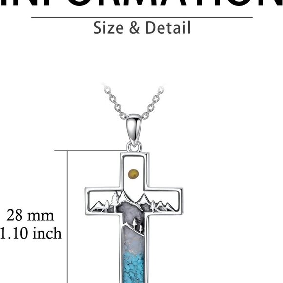 Mountain Necklace 925 Sterling Silver Mustard Seed Pendant Necklace Faith Jewelr - Picture 6 of 7